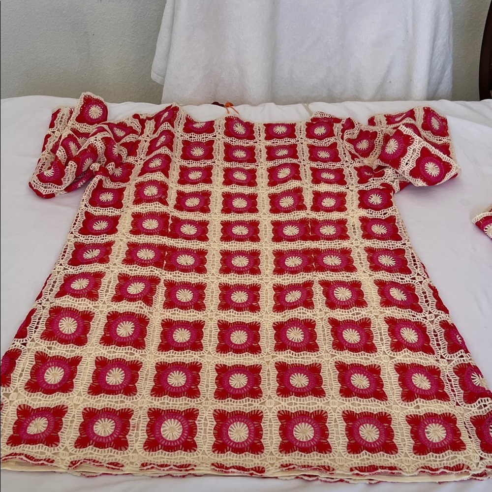 Chelsea & Violet Red Patterned Crochet Mini Dress - Picture 6 of 8